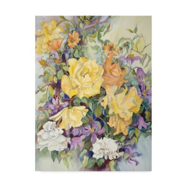 Trademark Fine Art Joanne Porter 'Roses With Purple Clematis' Canvas Art, 35x47 ALI30565-C3547GG